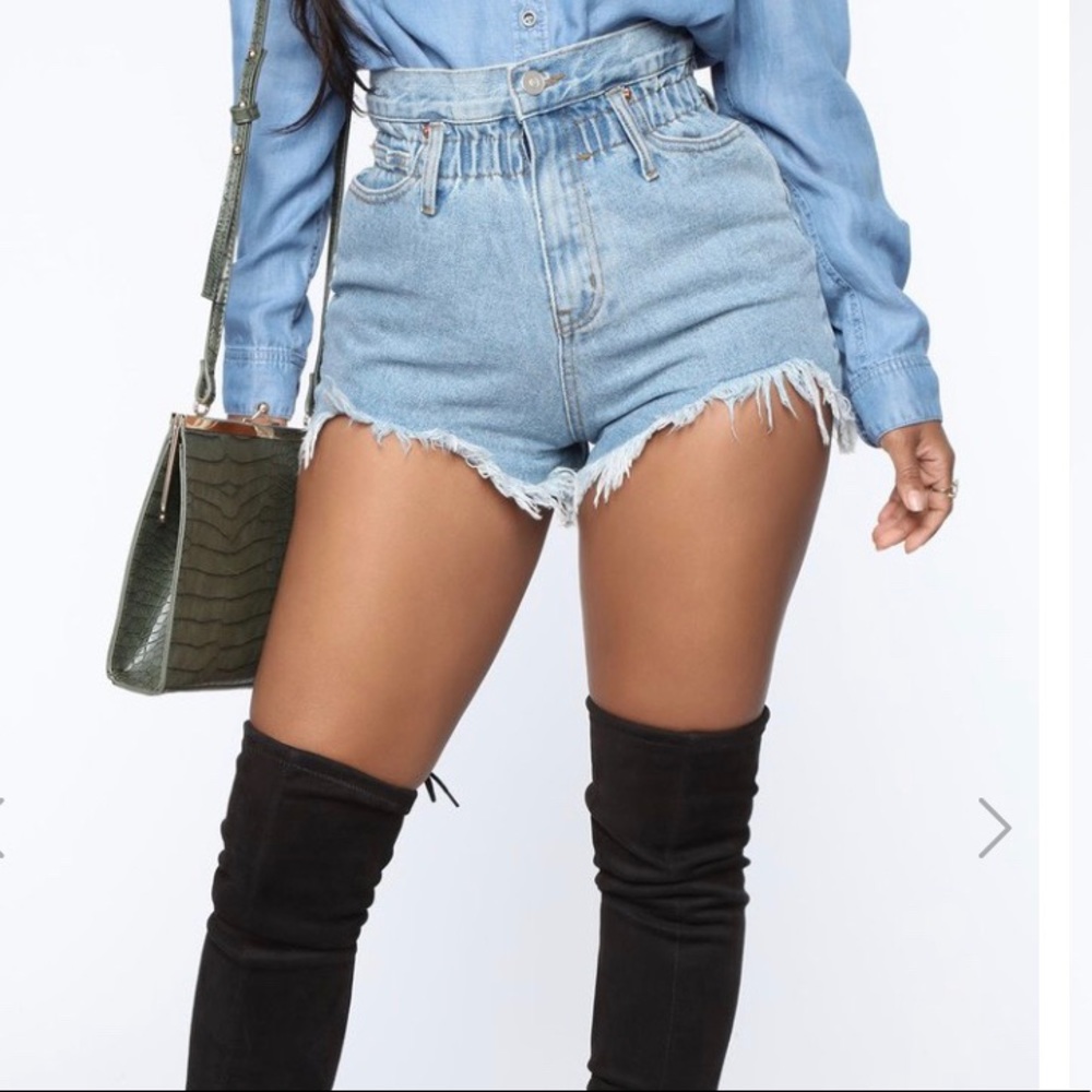 High raise denim shorts